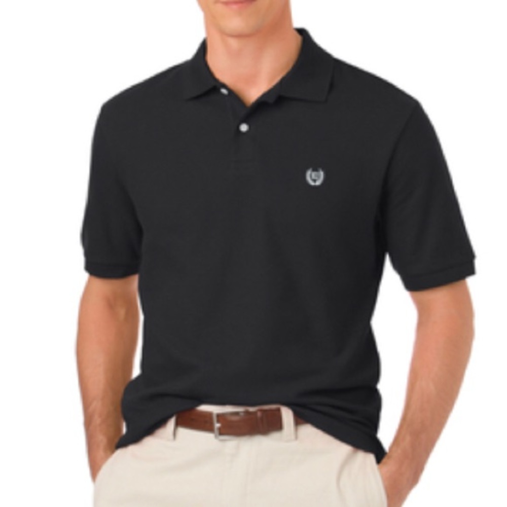 NEW Chaps Pique Men’s Knit Black Polo Shirt